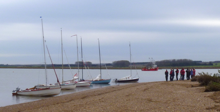Wayfarers anchored off the shore at Brancaster on a Training weekend